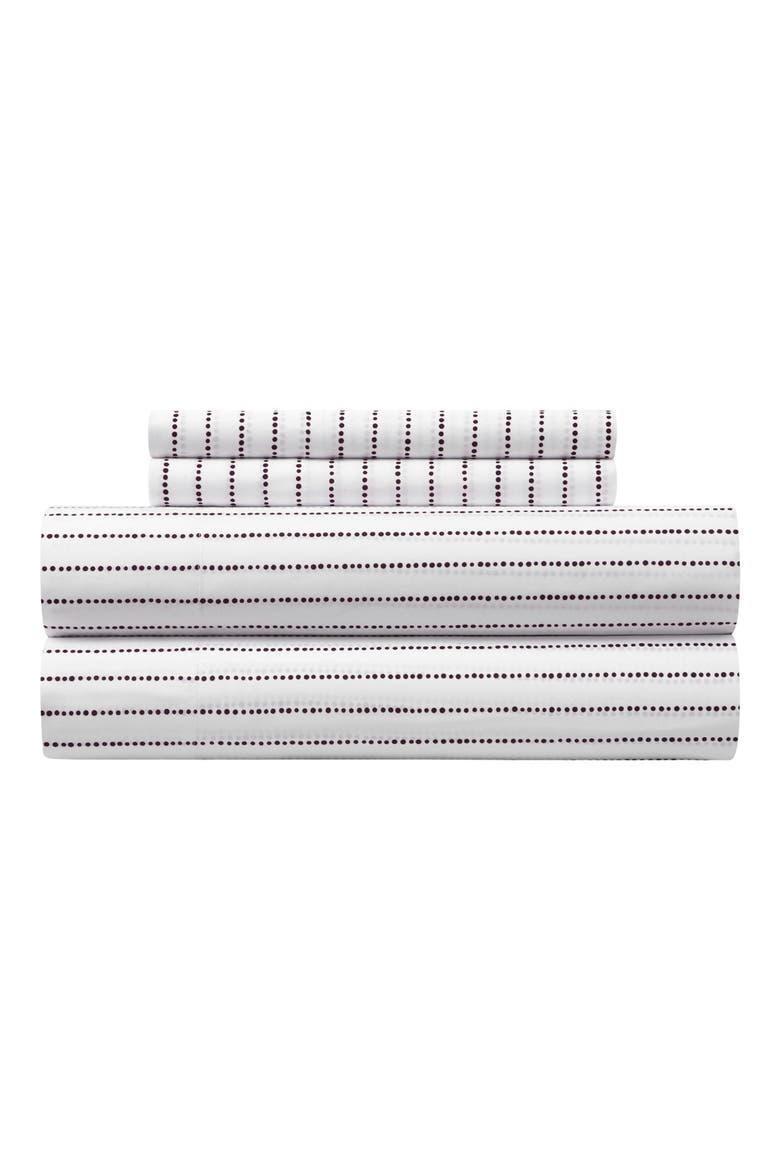 Karley Dotted Stripe Sheet Set - Twin, Main, color, DARK PURPLE