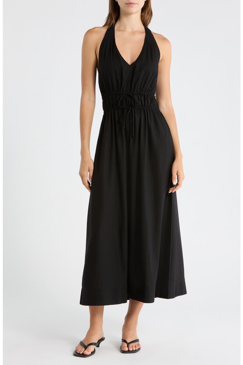 Alysha Halter Midi Dress, Main, color, BLACK