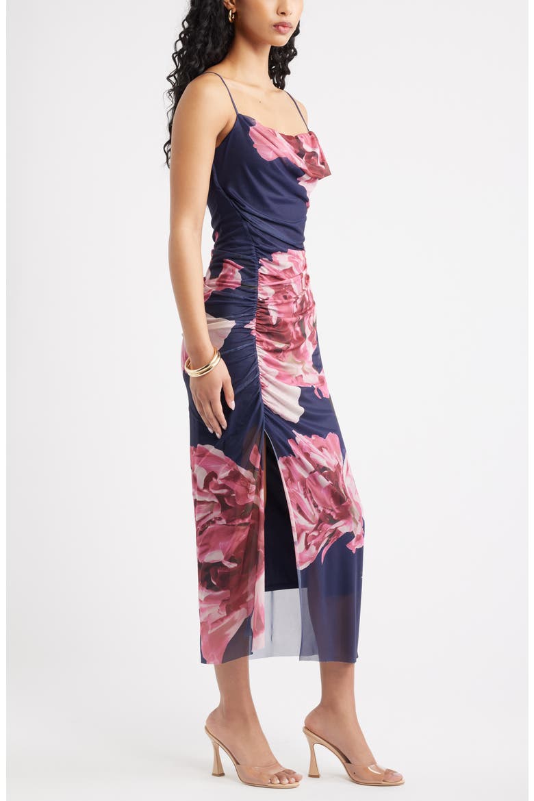 Mesh Maxi Dress, Alternate, color, PINK IVORY BLUE FLORAL