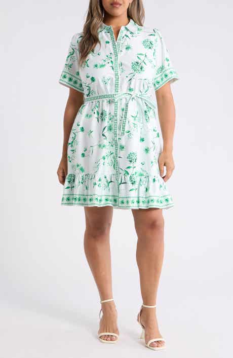 Floral Stretch Cotton Shirtdress