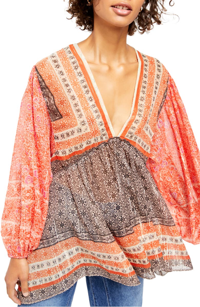 Free People Aliya Long Sleeve Print Tunic, Main, color, 