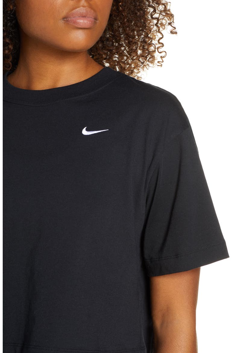 Sportswear Essential Crop Organic Cotton Tee, Alternate, color, BLACK/ WHITE