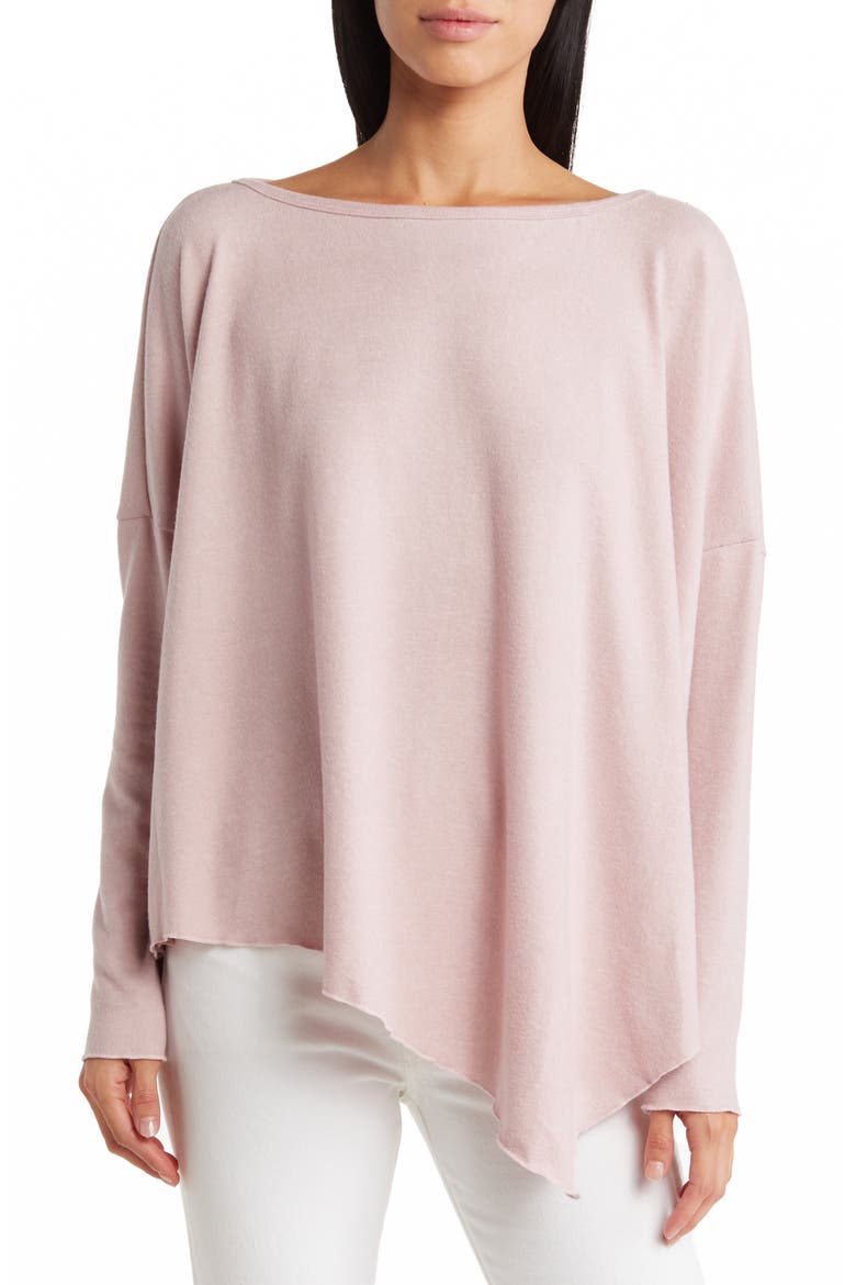 Long Sleeve Asymmetric Hem Top, Main, color, GOSSAMER PINK