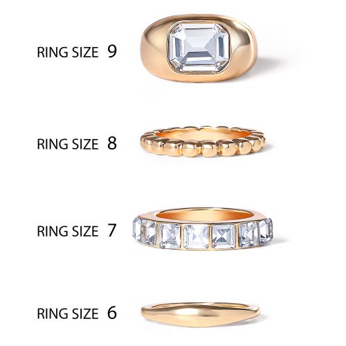 Jessica Simpson Gold-tone Ring Set Of 4 With Rhinestones In Gold