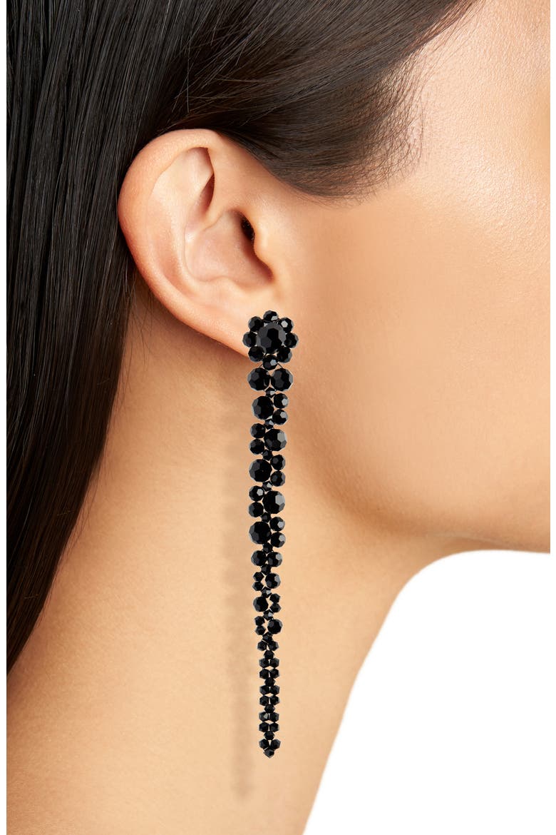 Beaded Drop Earrings, Alternate, color, JET