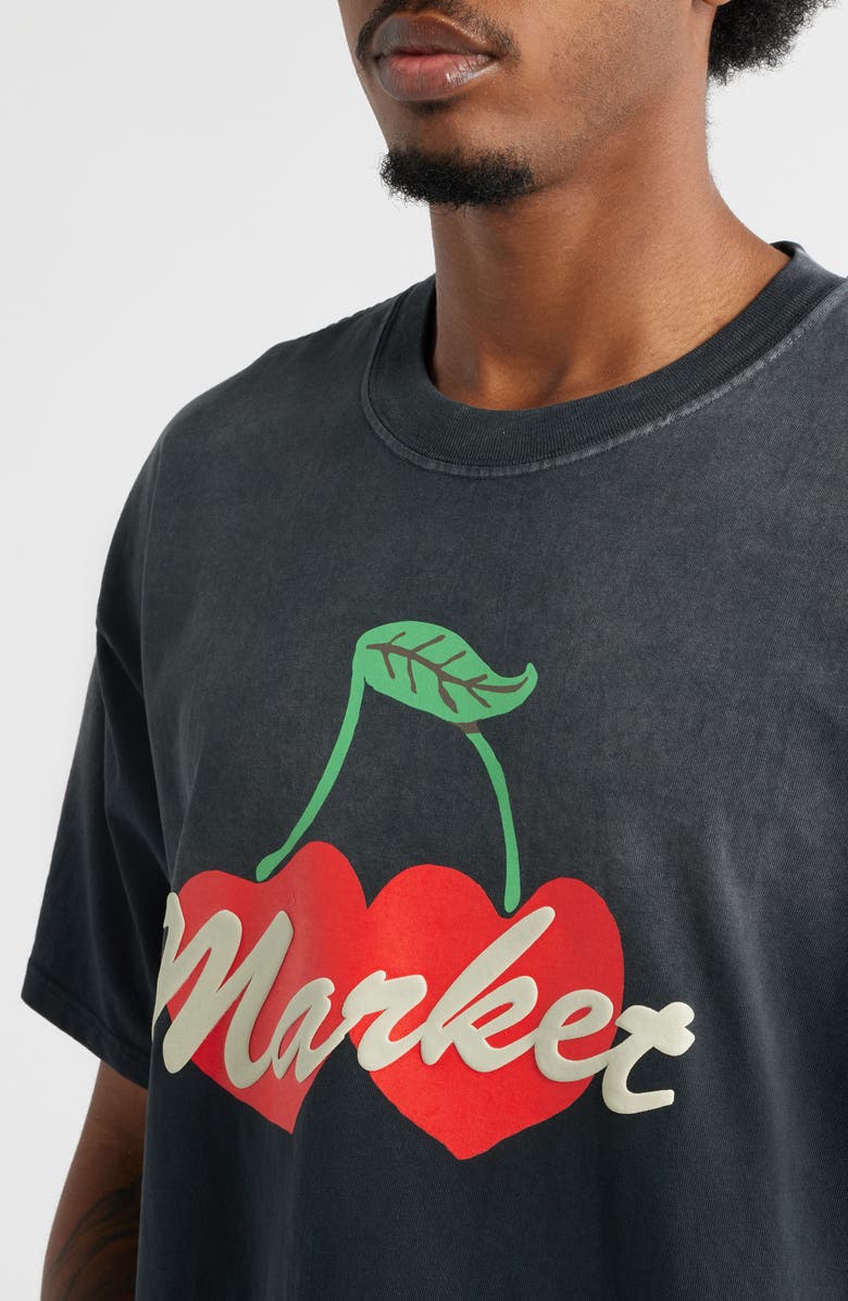 MARKET Double Cherries Cotton Graphic T-Shirt, Alternate, color, Pirate-Black