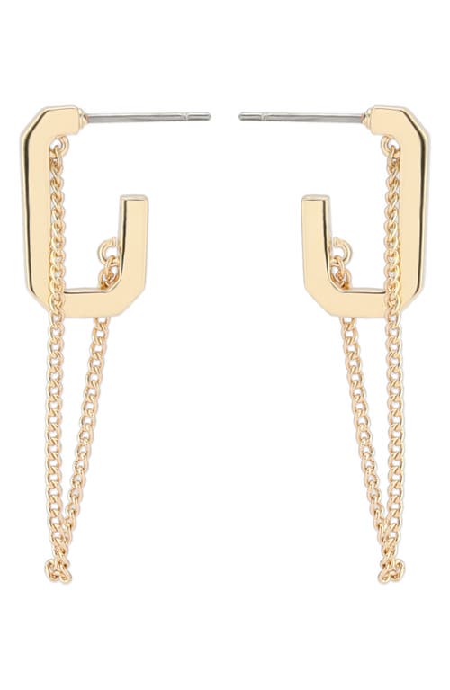 Allsaints Swag Hexagon Chain Drop Huggie Hoop Earrings In Gold