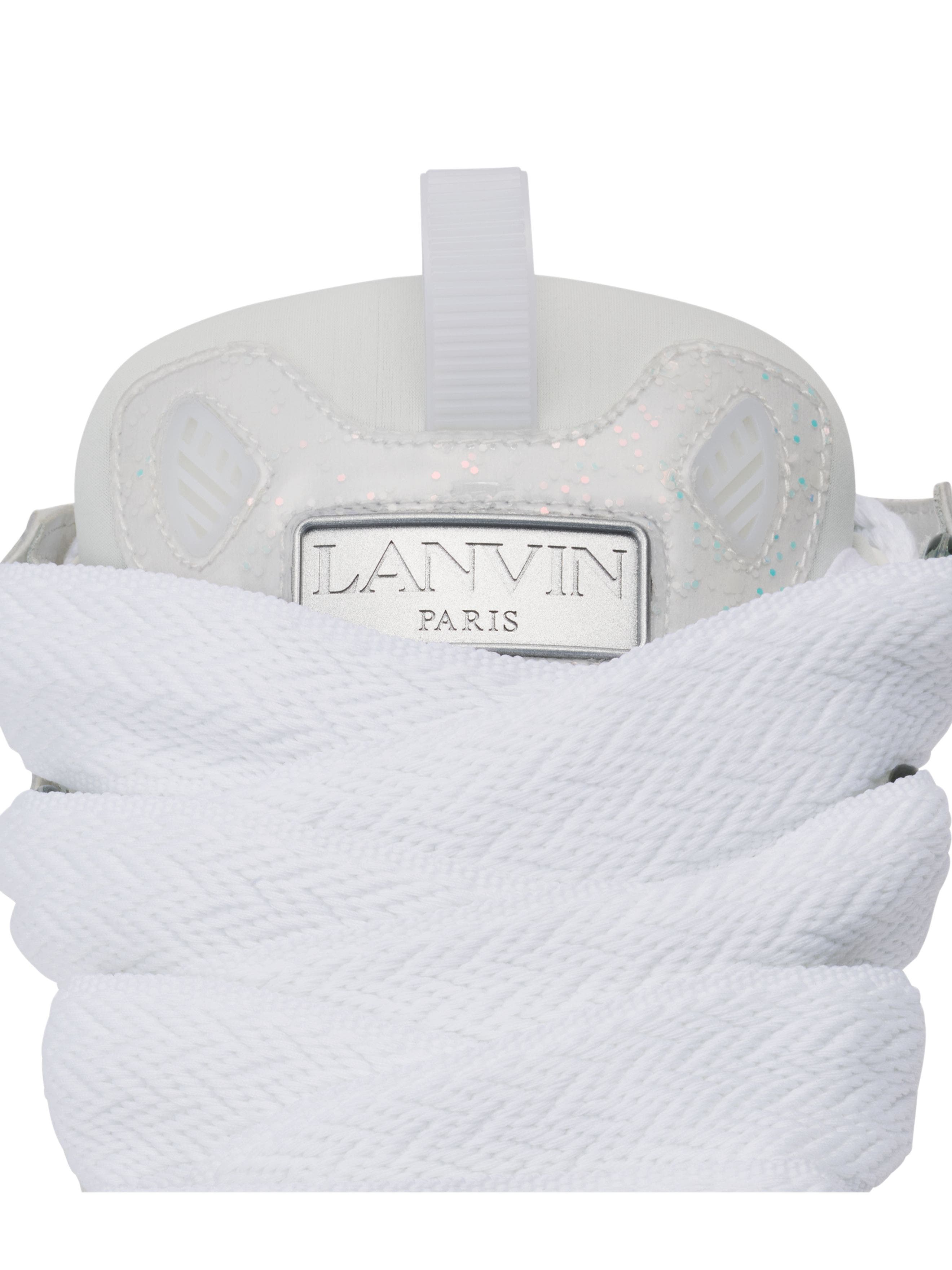 Lanvin Leather Curb Sneakers With Glitter Effect, Alternate, color, 