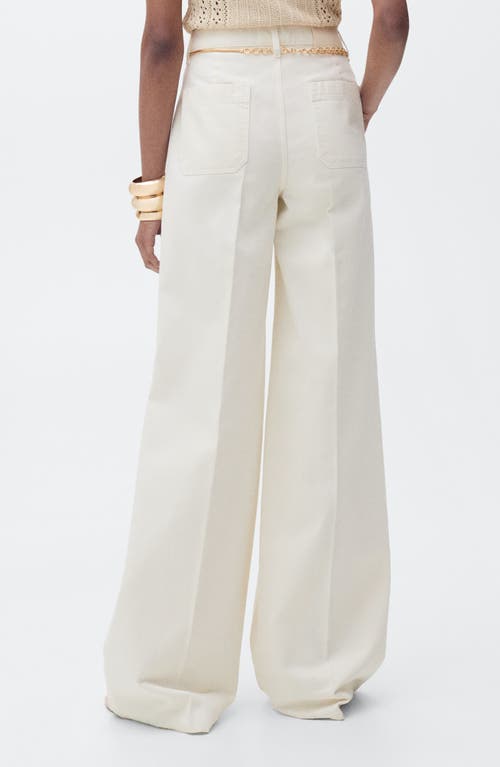 Mango High Waist Wide Leg Jeans In Ecru