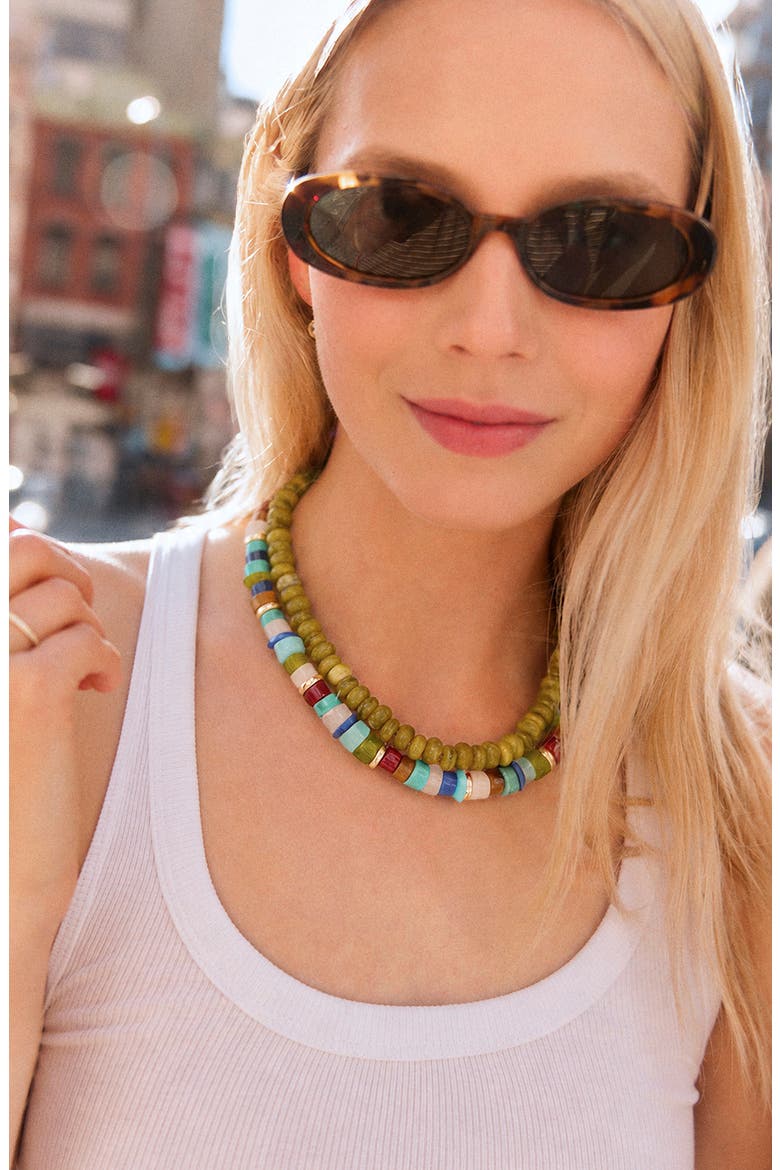 Joyce Semiprecious Stone Beaded Necklace, Alternate, color, GREEN