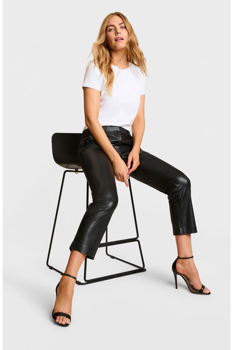 Faux Leather 7/8 Trousers, Alternate, color, BLACK