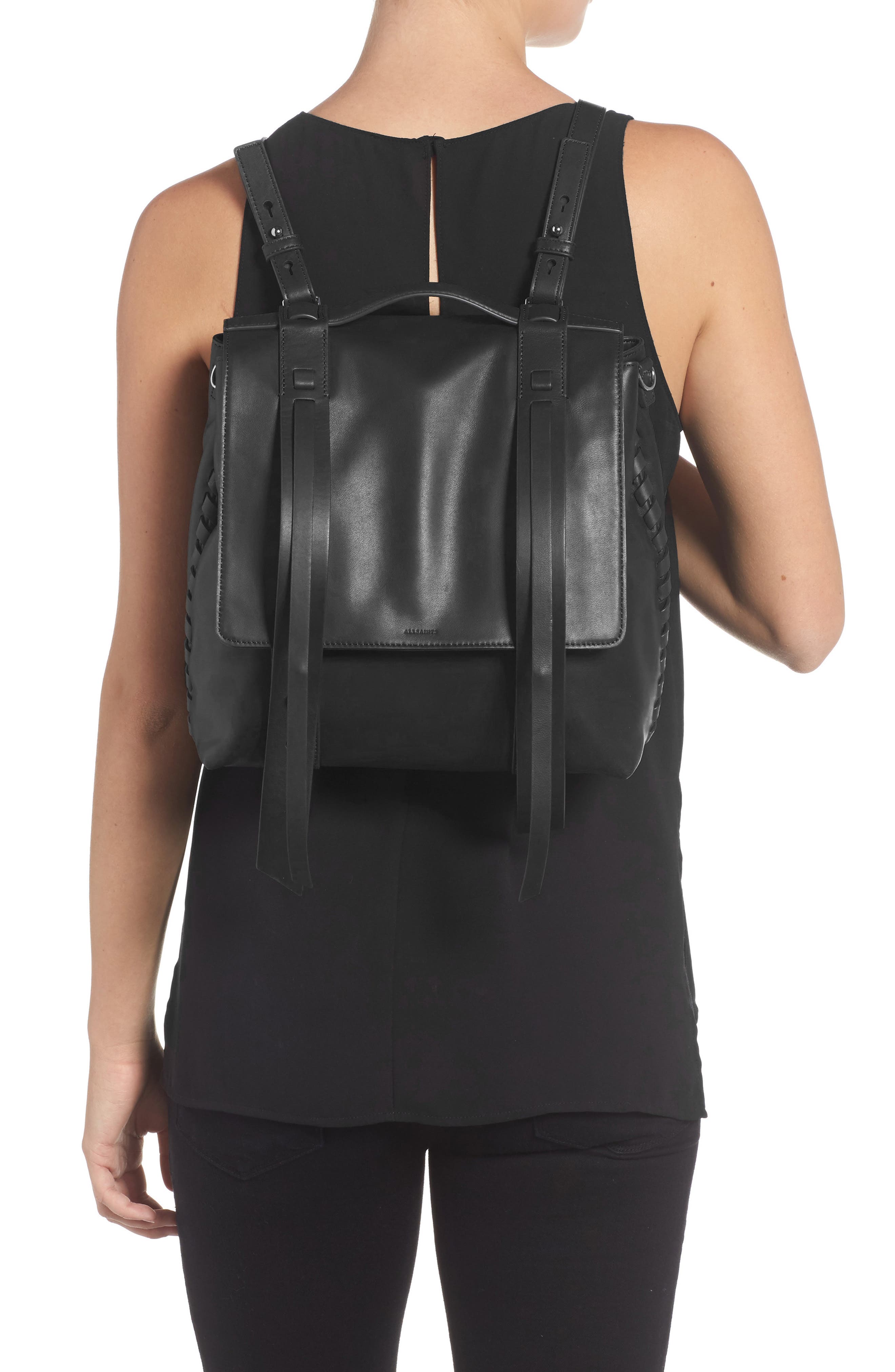 AllSaints Fin Leather Backpack (Women) | Nordstromrack
