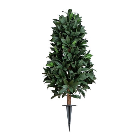 3-ft UV Resistant Artificial Laurel Plant with Integrated Ground Stake (Indoor/Outdoor)