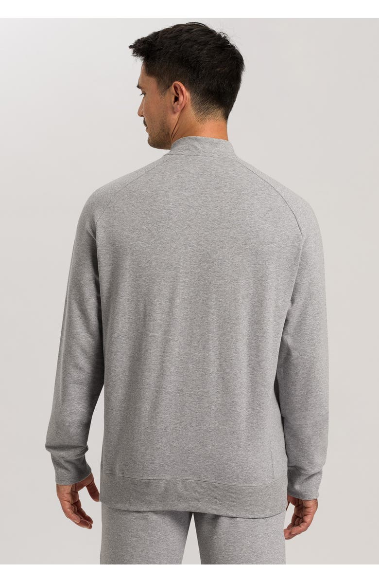 Hanro Living Cotton Zip-Up Jacket, Alternate, color, Grey Melange