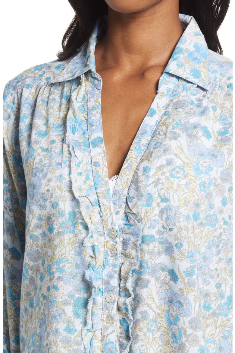 Wild Gardenia Ruffle Cotton Blouse, Alternate, color, GARDEN COMBO