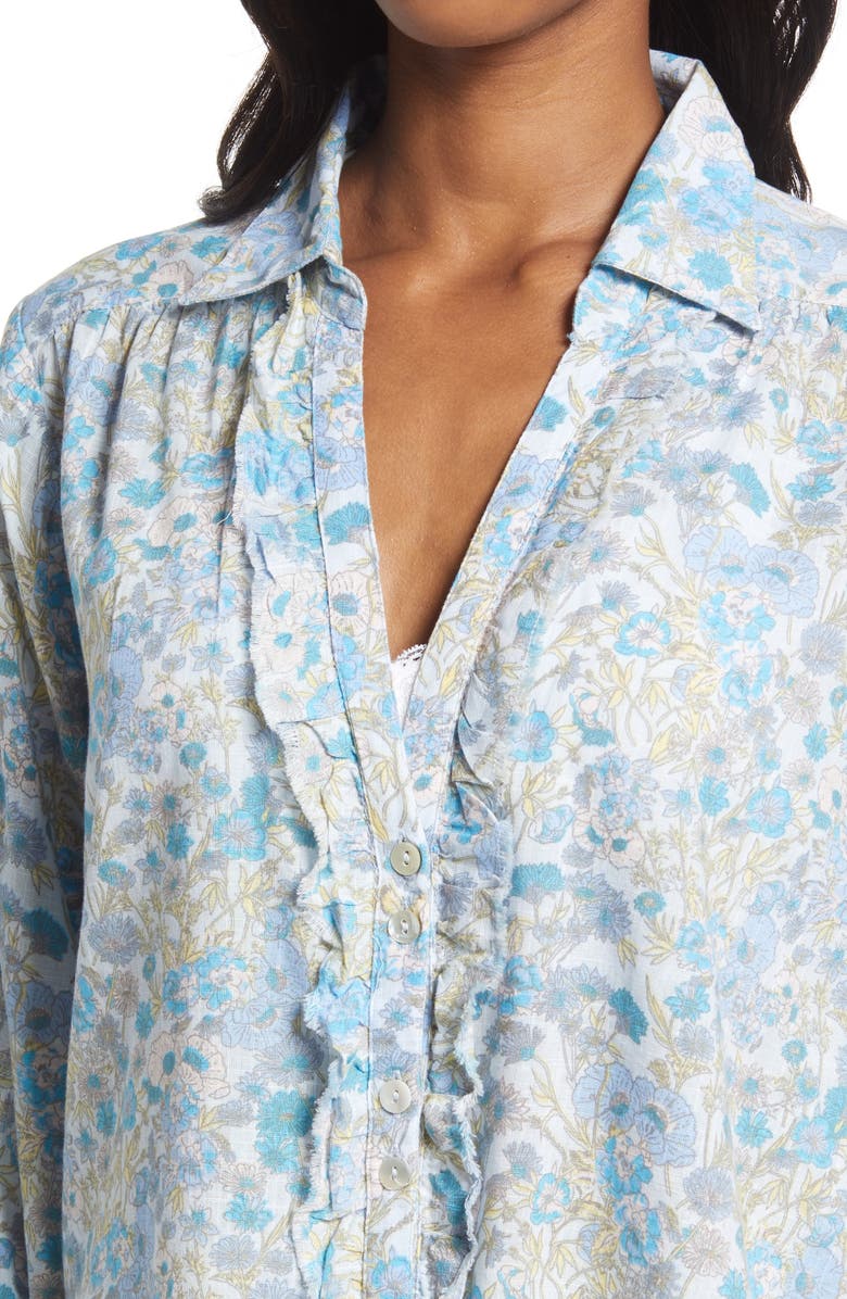 Free People Wild Gardenia Ruffle Cotton Blouse, Alternate, color, 
