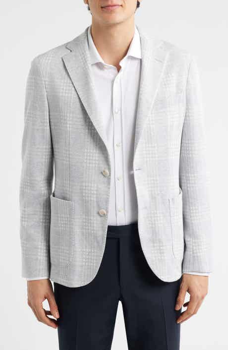 Hanry Slim Fit Plaid Knit Cotton Blend Sport Coat