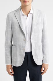 BOSS Hanry Slim Fit Plaid Knit Cotton Blend Sport Coat