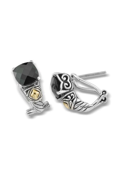 Black Spinel Hoop Earrings