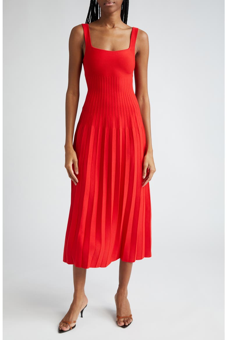 Ellison Pleat Effect Sweater Dress, Main, color, RED ROSE