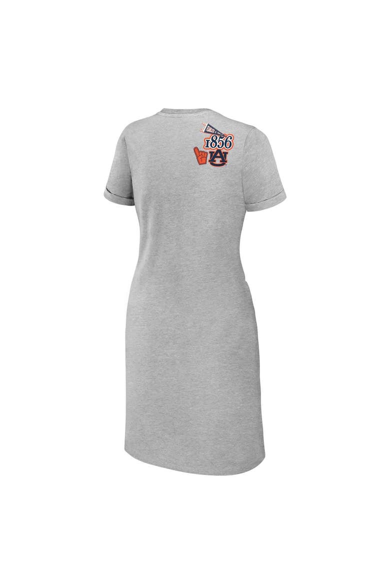 Women's WEAR by Erin Andrews Heather Gray Auburn Tigers Knotted T-Shirt Dress, Alternate, color, Heather Gray