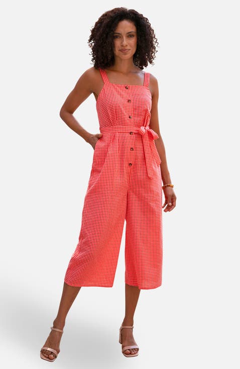 Gingham Button Through Jumpsuit