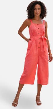 Yumi Gingham Button Through Jumpsuit