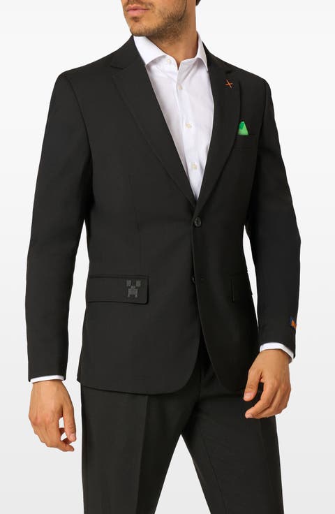 x Minecraft Daily Slim Fit Black Suit Jacket (Regular 
Big)