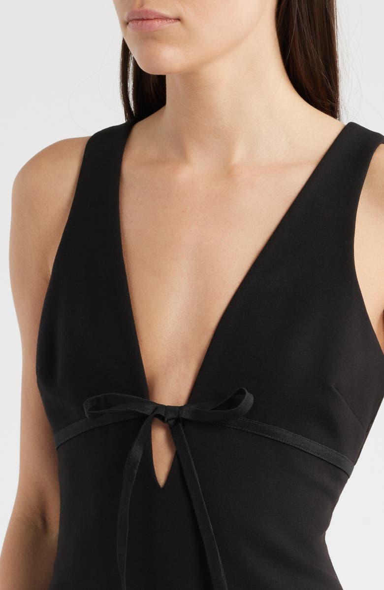 LIKELY Balta Ruffle Hem Mixed Media Cocktail Midi Dress, Alternate, color, Black