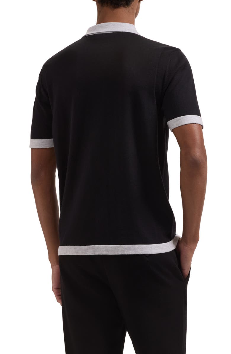 Bugatchi Cotton Blend Polo Sweater, Alternate, color, Black