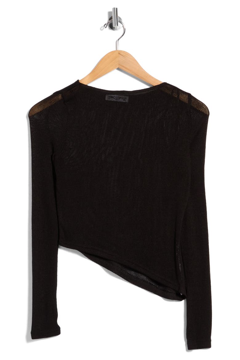 Pratt Asymmetric Hem Long Sleeve Top, Main, color, BLACK