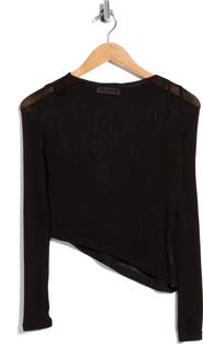 Princess Polly Pratt Asymmetric Hem Long Sleeve Top