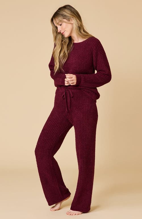 Softies Waffle Marshmallow Boat Neck Lounge Set In Burgundy