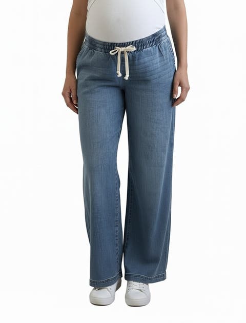 Under the Belly Tie Waist Denim Wide Leg Pant