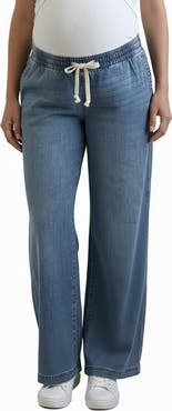 MOTHERHOOD MATERNITY Under the Belly Tie Waist Denim Wide Leg Pant
