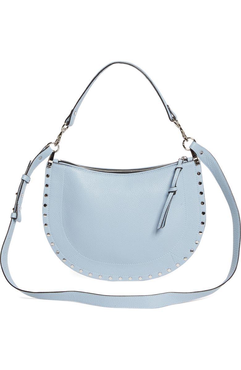 Isabel Marant Oskan Soft Zipped Leather Crossbody Bag, Alternate, color, Light Blue