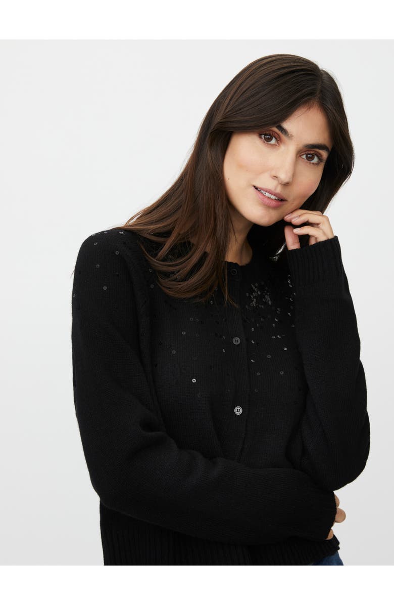 Masai Copenhagen Malitana Sequined Button Front Cardigan, Alternate, color, Black