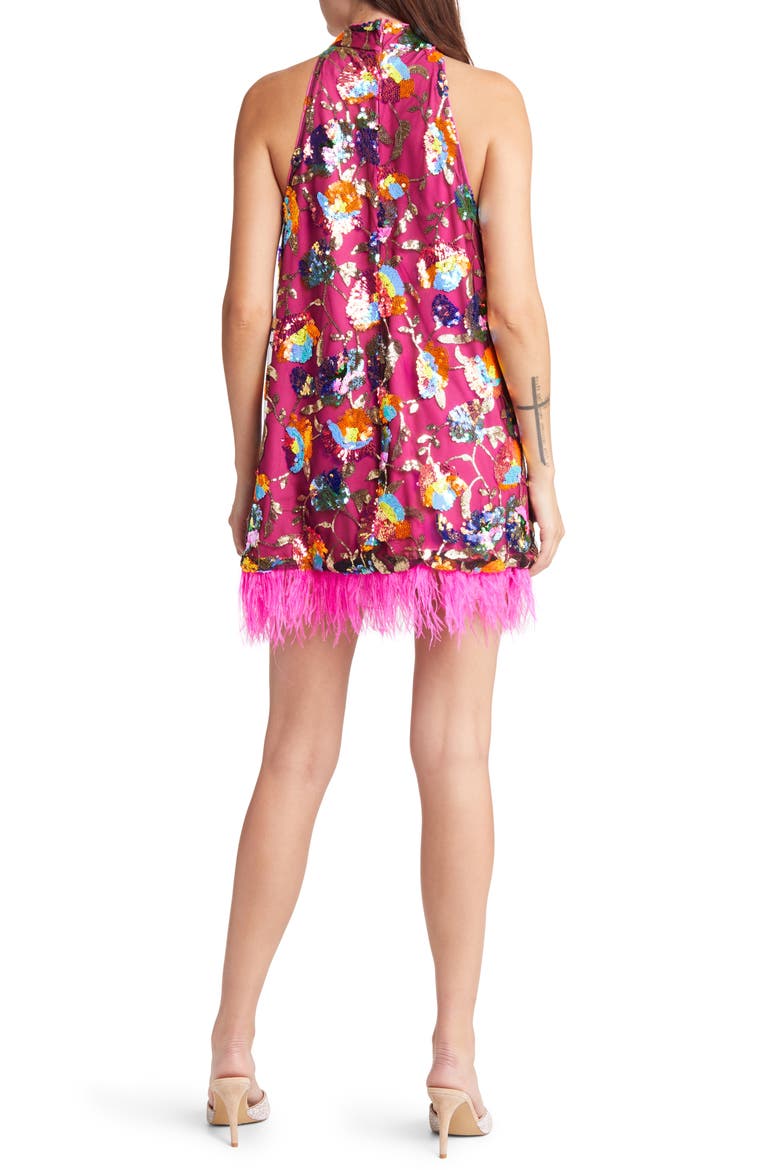 Sequin Halter Dress, Alternate, color, RED/PINK