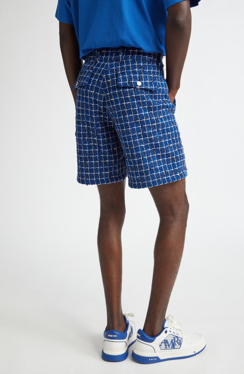 AMIRI Stripe Bouclé Tweed Shorts, Alternate, color, Navy