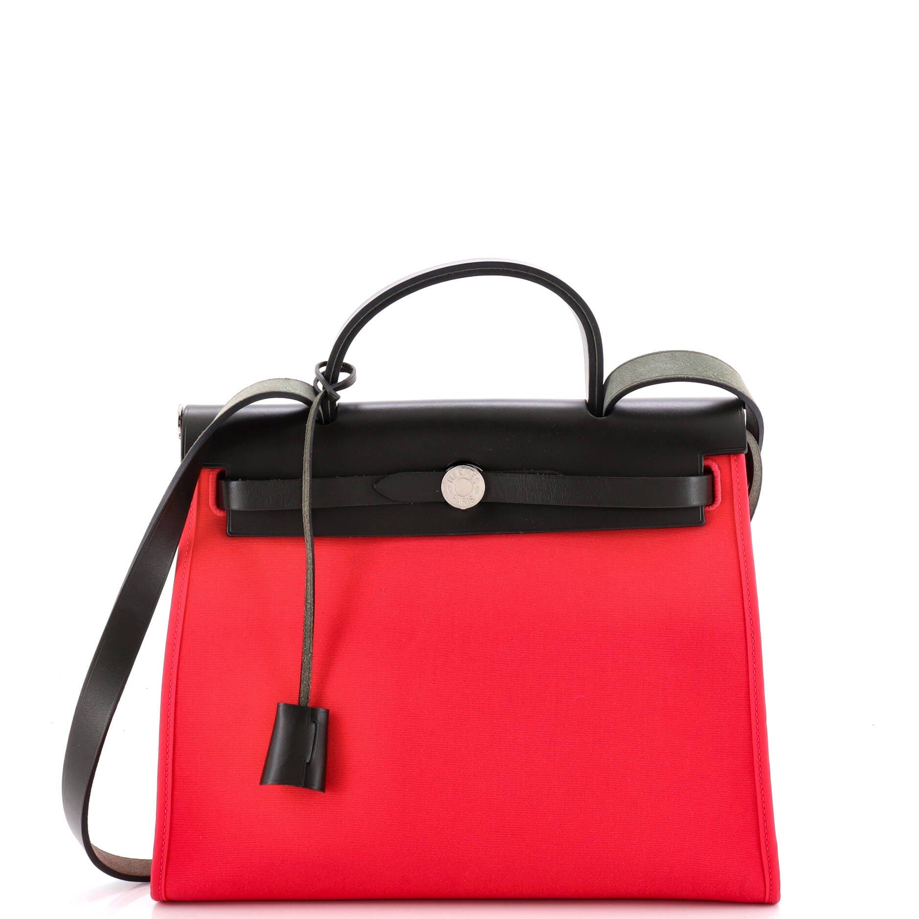 Pre-Owned Hermes Herbag Zip Leather and Toile 31, Main, color, Rose Extreme