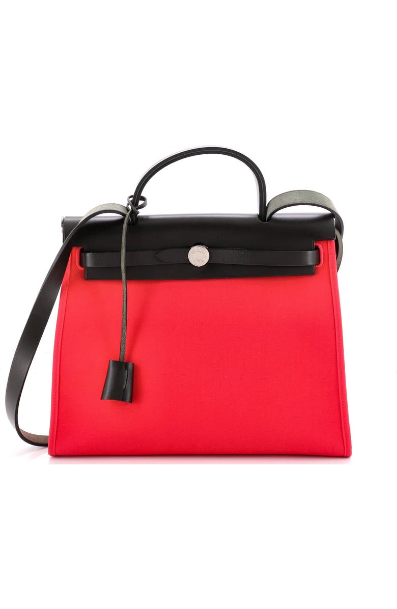 Pre-Owned Hermes Herbag Zip Leather and Toile 31, Main, color, Rose Extreme