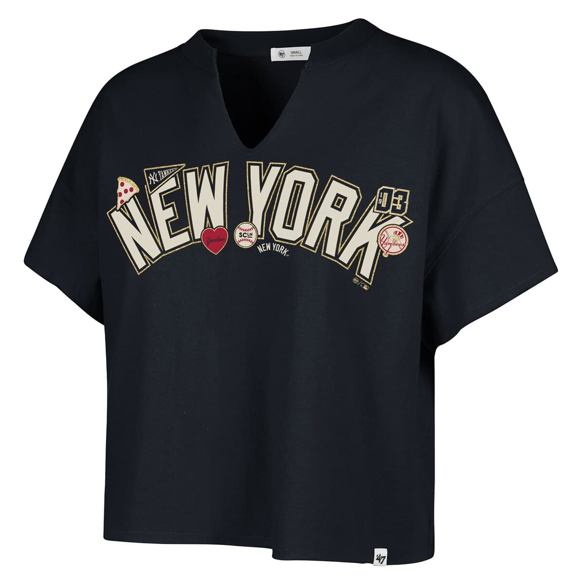 Women's '47 x Stoney Clover Lane Navy New York Yankees Oversized Notch Neck T-Shirt - image 2