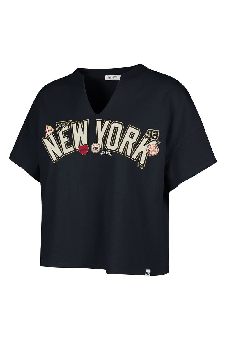 Women's '47 x Stoney Clover Lane Navy New York Yankees Oversized Notch Neck T-Shirt, Alternate, color, Navy