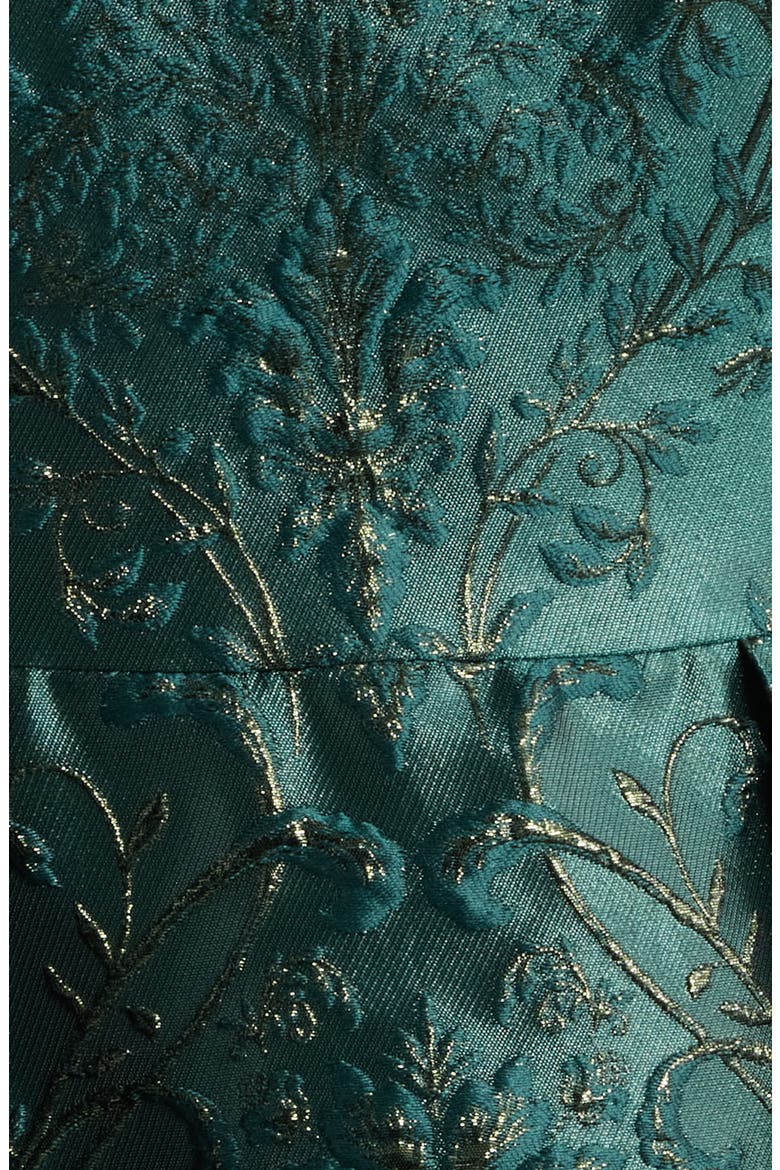 Metallic Brocade Convertible Strapless Cocktail Midi Dress, Alternate, color, HUNTER