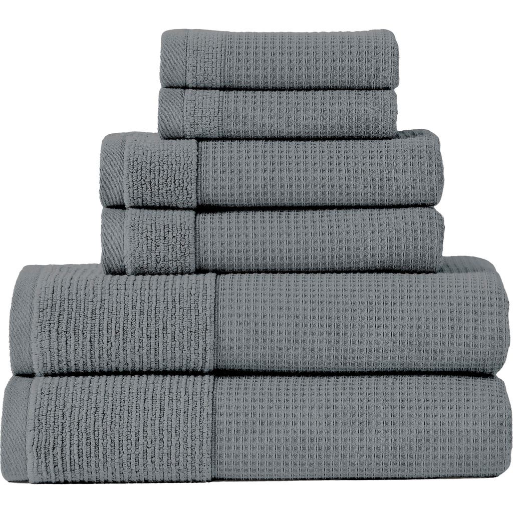 Modern Threads Waffle Rib 6-piece Towel Set In Carbon