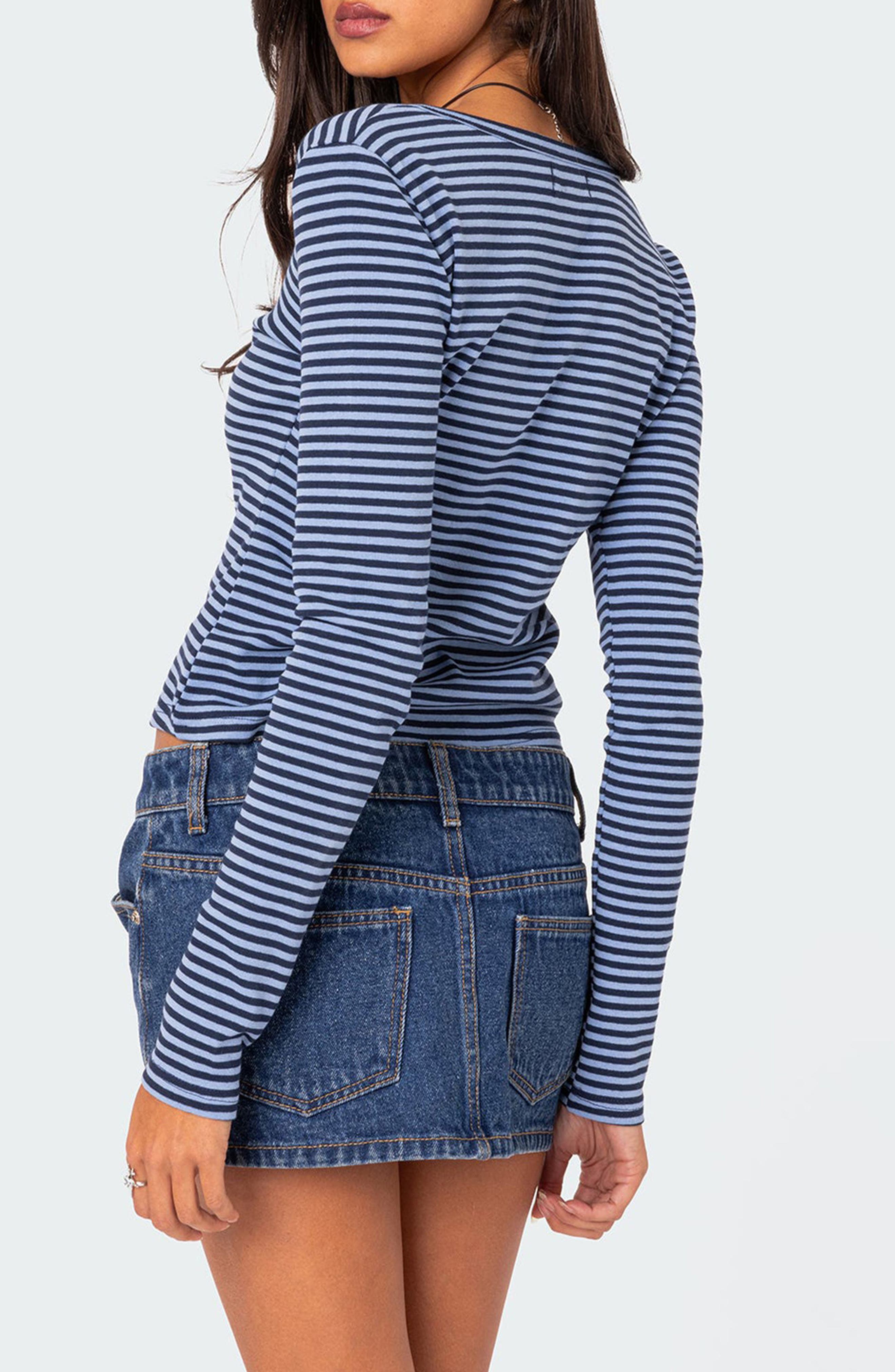 Jocelyn Stripe Stretch Cotton Top - image 2