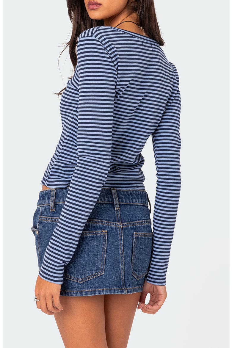 Jocelyn Stripe Stretch Cotton Top, Alternate, color, BLUE