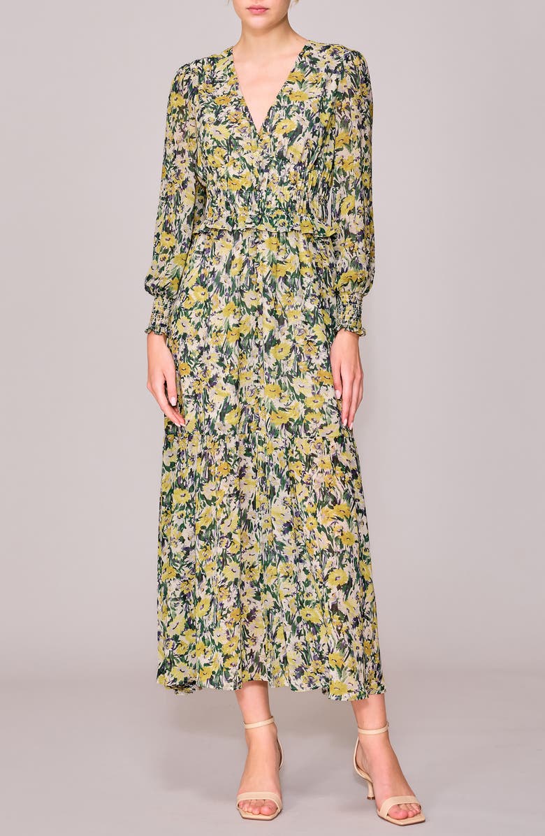 MELLODAY V-Neck Long Sleeve Midi Dress, Main, color,