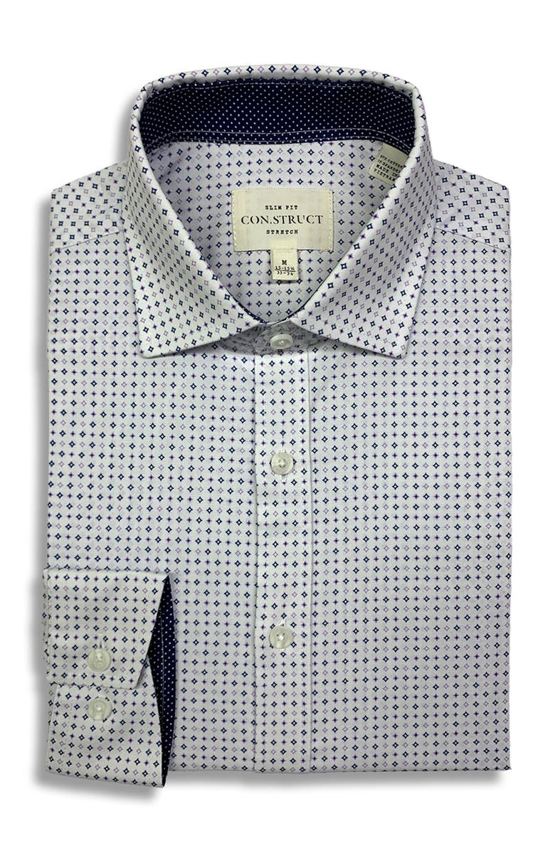 CONSTRUCT Diamond Print Slim Fit Dress Shirt, Main, color, 