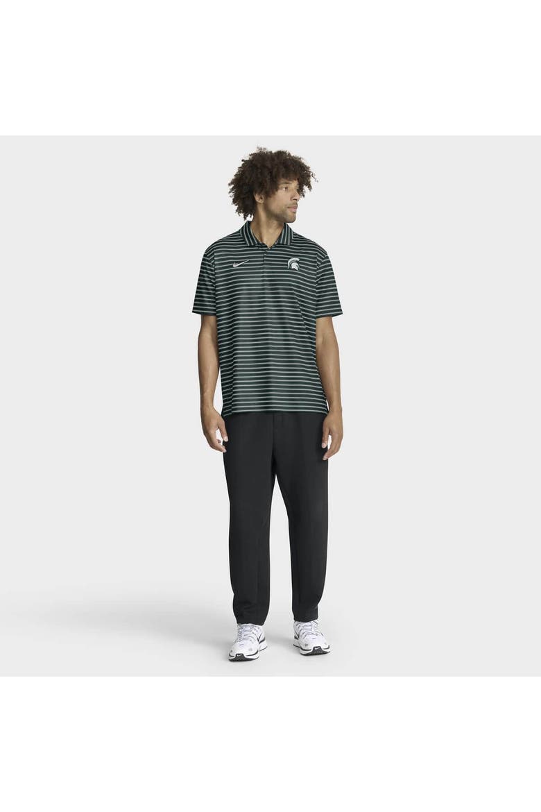 Men's Nike Green Michigan State Spartans 2025 Coaches Premium Tour Stripe Dri-FIT Polo, Alternate, color, Green